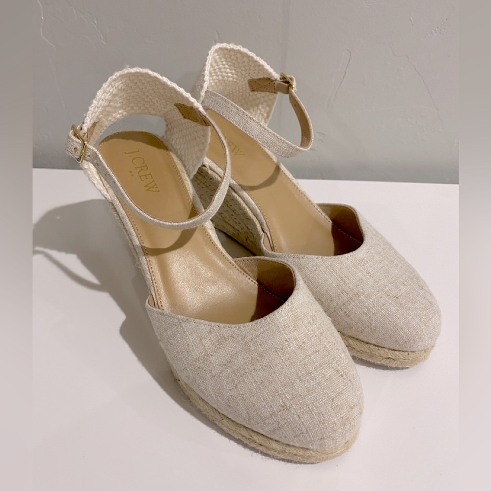 J. Crew Women's Cream Espadrille Wedge Sandals